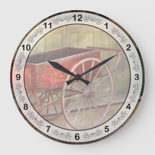 Wagon - That old red wagon Large Clock