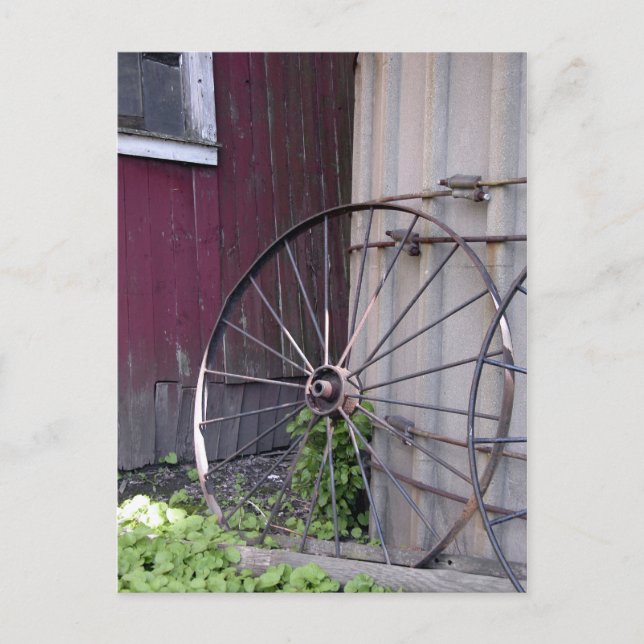 Wagon Wheel and Silo Postcard (Front)