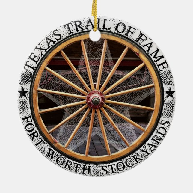 Wagon Wheel & Boots of Fort Worth, Texas Ornament (Back)