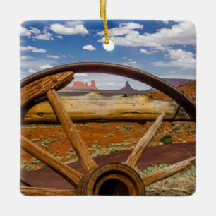 Wagon wheel close up, Arizona Ceramic Tree Decoration
