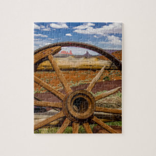 Wagon wheel close up, Arizona Jigsaw Puzzle