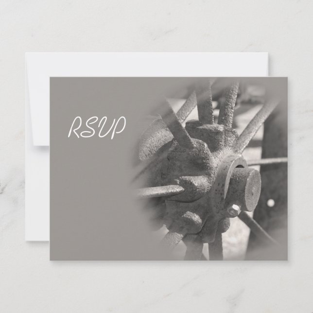 Wagon Wheel Country Wedding RSVP Response Card (Front)