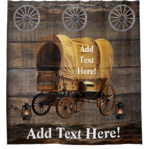 Wagon Wheel Covered Wagon Shower Curtain