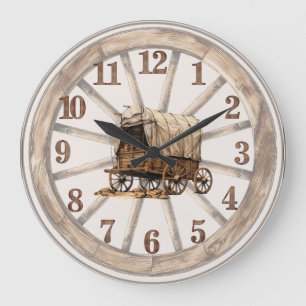 Wagon Wheel Covered Wagon Wall Clock 2