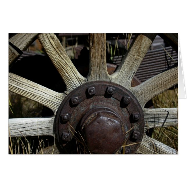 Wagon Wheel in Bodie CA - Card (Front Horizontal)