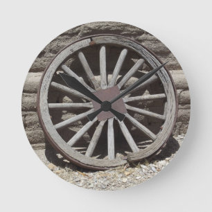 Wagon Wheel Round Clock