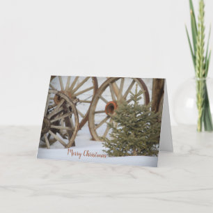 Wagon Wheels Country Christmas Holiday Card