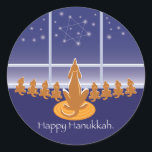WagsToWishes_Menorah Dogs Classic Round Sticker<br><div class="desc"></div>