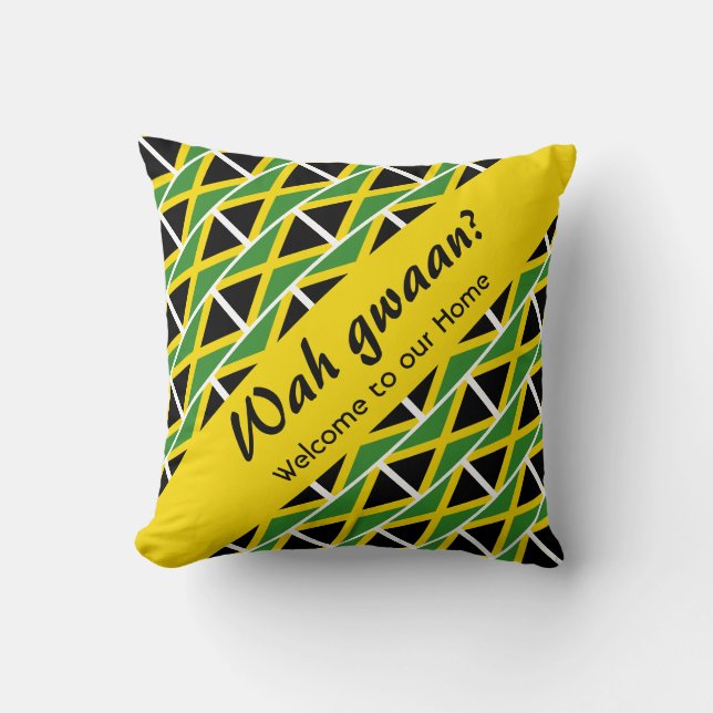 WAH GWAAN? Jamaican Patois Welcome Cushion (Front)