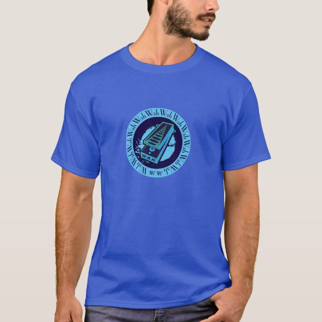Wah Wah Pedal Lite Blue Oval T-Shirt (Front)