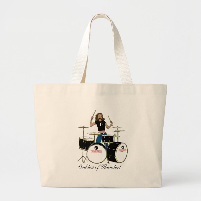 Waheela Drummer Girl Large Tote Bag (Front)