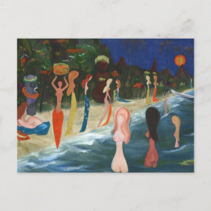 Wahine and Tiki by Marguerite Blasingame Postcard