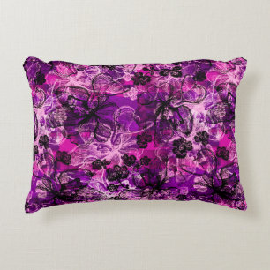 Wahine Lace Hawaiian Orchid Collage Decorative Cushion