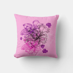 Wahine Lace Hawaiian Orchid Reversible Cushion