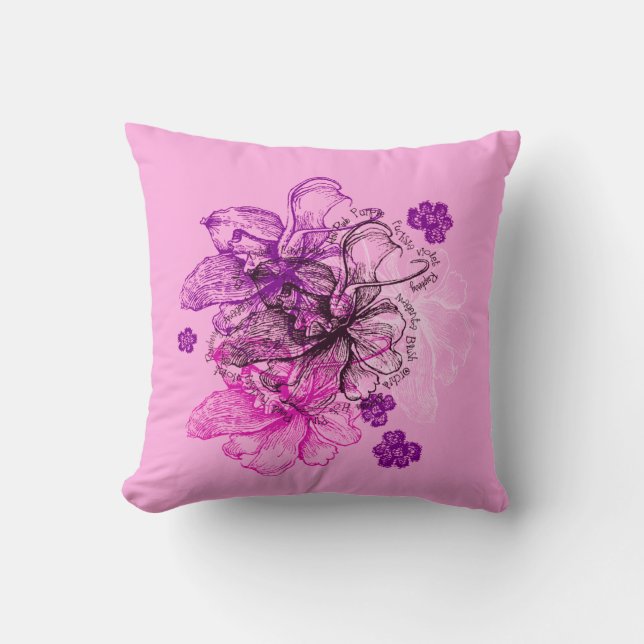 Wahine Lace Hawaiian Orchid Reversible Cushion (Front)
