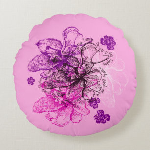 Wahine Lace Hawaiian Orchid Reversible Round Cushion