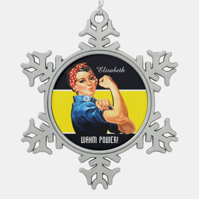 WAHM Power! - Work at Home Mum Snowflake Pewter Christmas Ornament (Front)