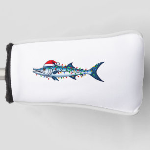 Wahoo Fish Santa Hat Lights Funny Fishing Xmas Golf Head Cover