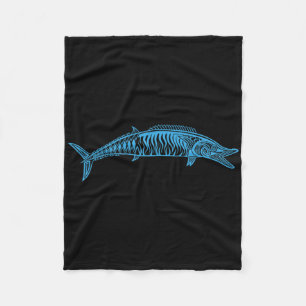 Wahoo Fishing Native Hawaiian - Hawaiian Tribal Fleece Blanket