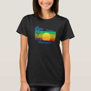 Waialua Hawaii Retro Tropical Beach Sunset T-Shirt