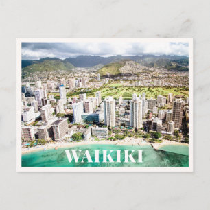 Waikiki Aerial Photo Downtown Hawaii Beach Postcard