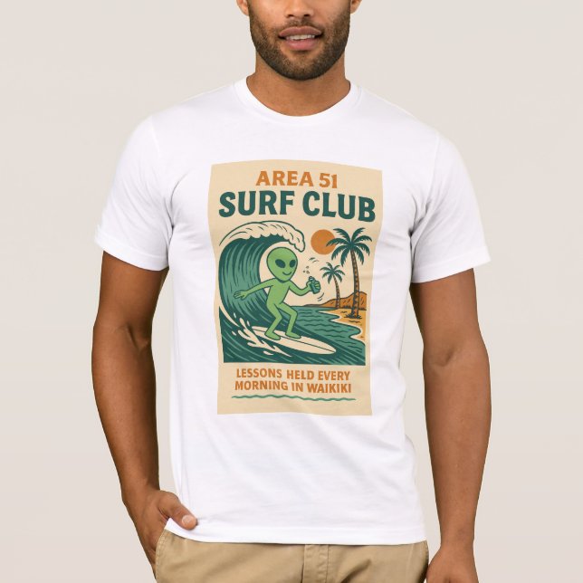 Waikiki Area 51 Surf Club Roswell Aliens 1950's T-Shirt (Front)