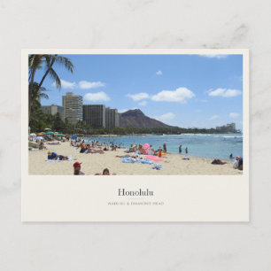 Waikiki Beach Beneath Diamond Head Postcard