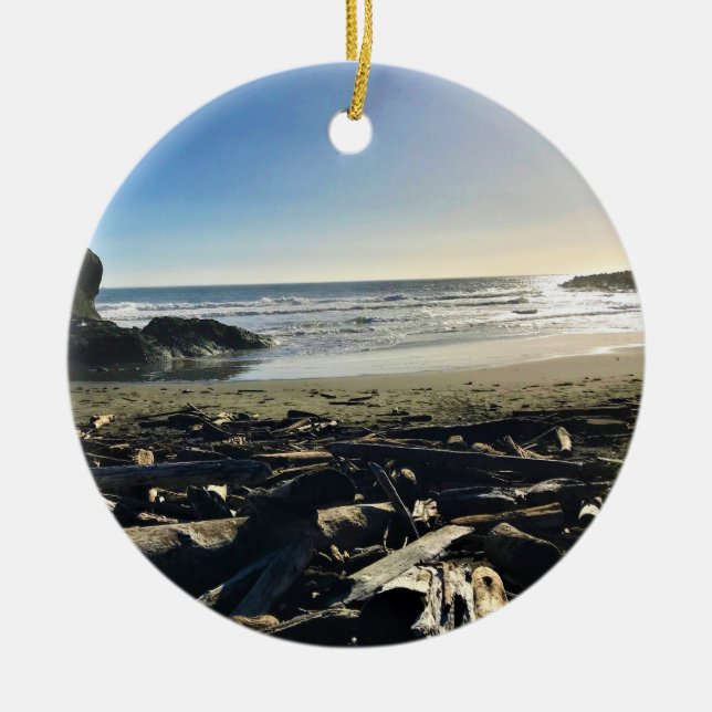 Waikiki Beach, Cape Disappointment, Washington Ceramic Ornament (Front)