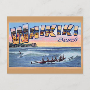 Waikiki Beach Club vintage postcard
