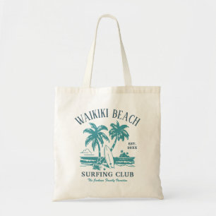 Waikiki Beach Family Vacation Vintage Surfing Logo Tote Bag