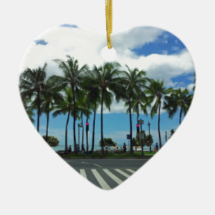 Waikiki Beach Hawaii Ceramic Ornament