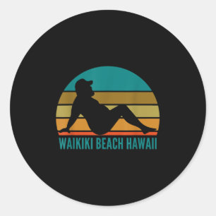 Waikiki Beach Hawaii Humour Funny Drinking Adult J Classic Round Sticker