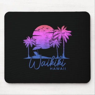 Waikiki Beach Hawaii Surf Vintage Sunset Surfer Mouse Pad