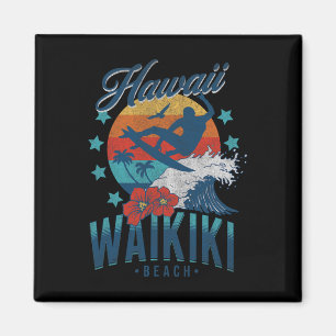 Waikiki Beach Hawaii Surfing Vintage Hawaiian Retr Magnet