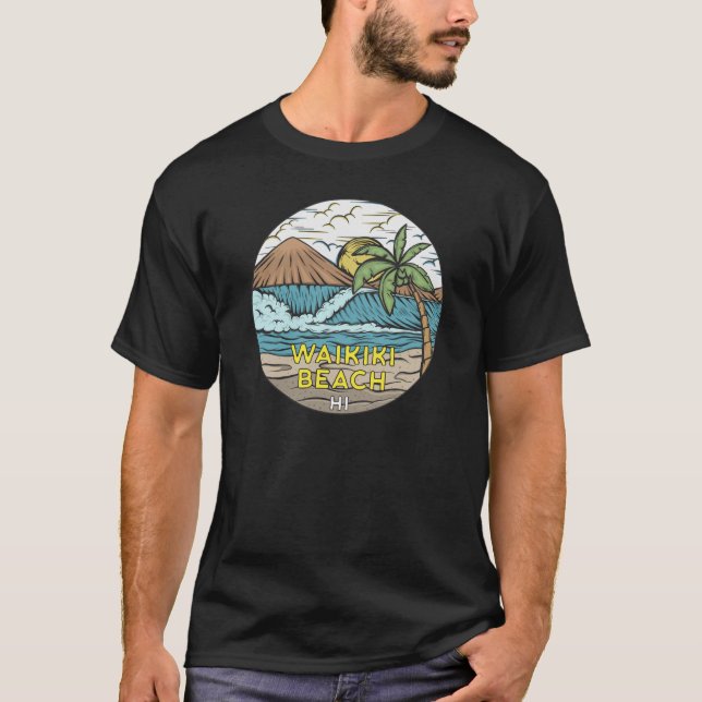 Waikiki Beach Hawaii Vintage T-Shirt (Front)