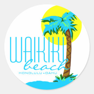 Waikiki Beach- Honolulu Classic Round Sticker