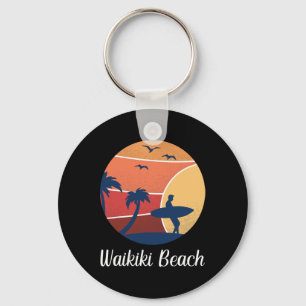Waikiki Beach Honolulu Hawaii Surfing Surfer Vinta Key Ring
