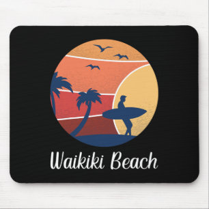 Waikiki Beach Honolulu Hawaii Surfing Surfer Vinta Mouse Pad