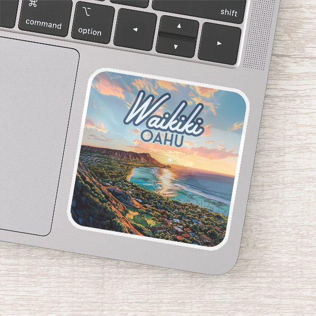 Waikiki Beach Honolulu Oahu Hawaii Retro (Detail)