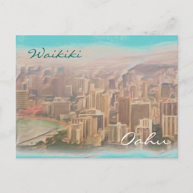 Waikiki Beach Oahu Hawaii postcard (Front)