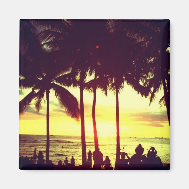 Waikiki Beach Sunset Magnet (Front)