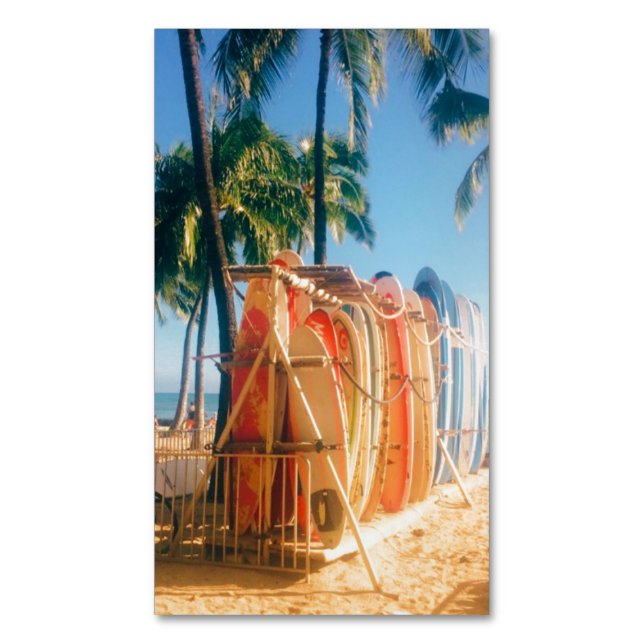 Waikiki Beach Surfboards  Magnetic Business Card (Front Vertical)