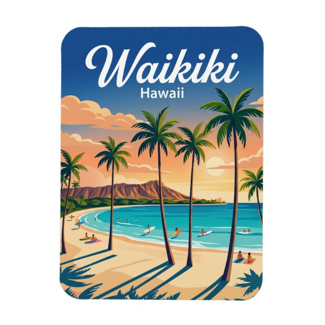 Waikiki Beach USA Magnet (Vertical)