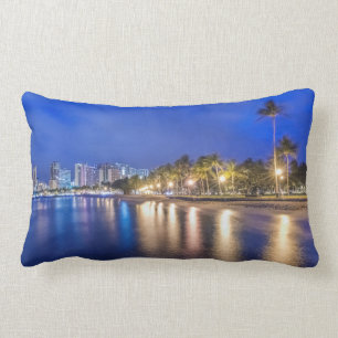 Waikiki City at Dawn Lumbar Cushion
