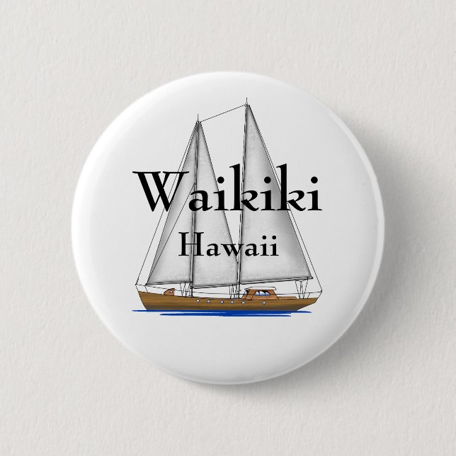 Waikiki Hawaii 6 Cm Round Badge (Front)