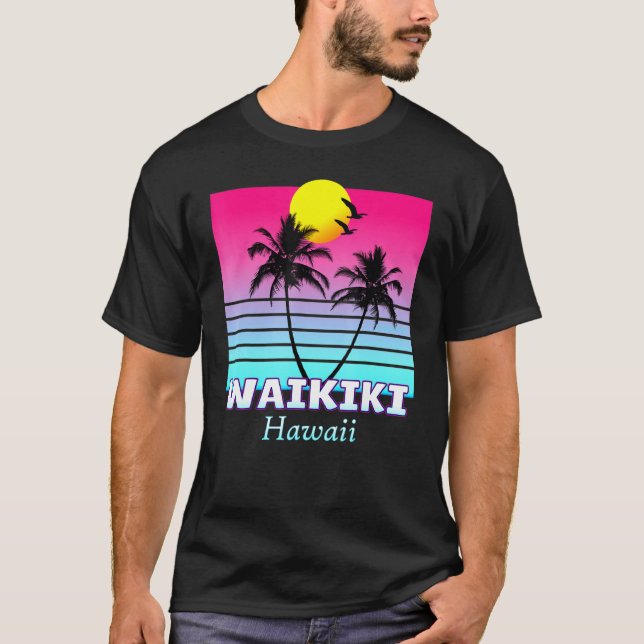 Waikiki Hawaii Aloha Surf Sun Hawaiian Beach Islan T-Shirt (Front)