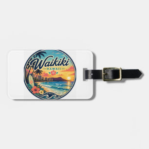 Waikīkī Hawaii Retro Travel Logo  Luggage Tag