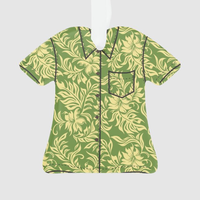 Waikiki Hibiscus Hawaiian Pareau Flora Aloha Shirt Ornament (Front)