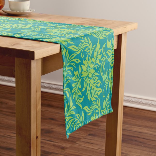 Waikiki Hibiscus Hawaiian Pareau Floral Short Table Runner (In Situ)