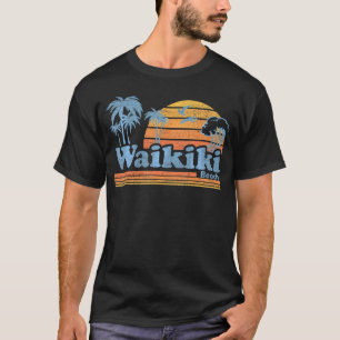 Waikiki Honolulu Hawaii Beach Surfing Hawaiian T-Shirt